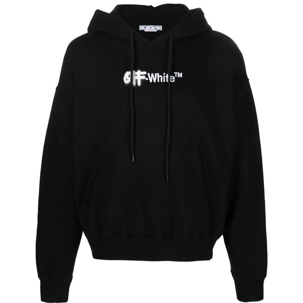 Off White Mens Spray Helvetica Skate Fit Black Hoodie Cotton - Size X-Large